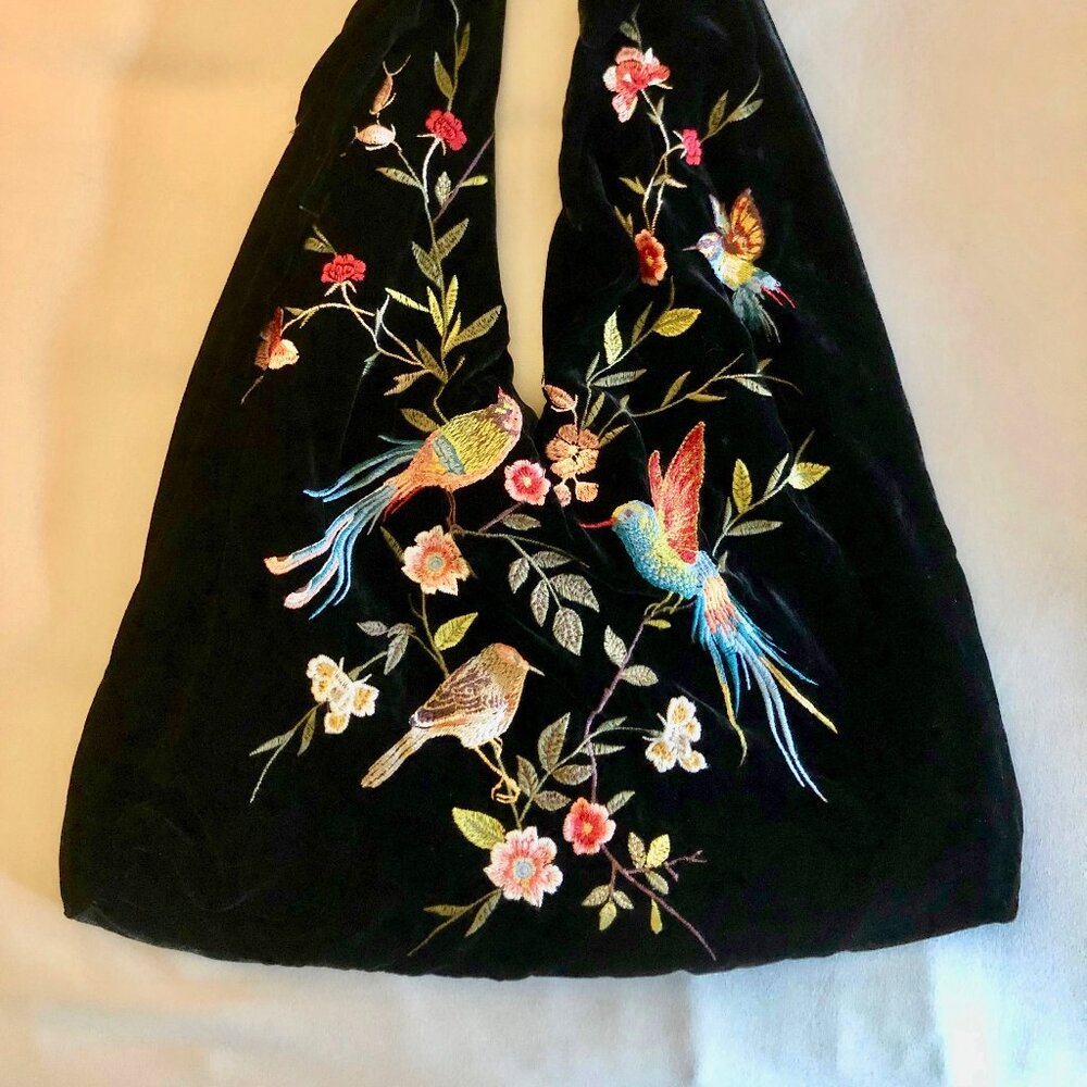 JOHNNY WAS ZWAZO BLACK KNOTTED VELVET BAG